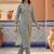 Women Floral Printed Regular Thread Work Pure Cotton Kurta with Trousers