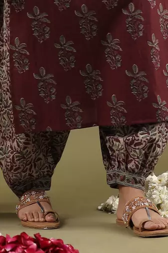 Women Floral Printed Regular Pure Cotton Kurta with Salwar & With Dupatta