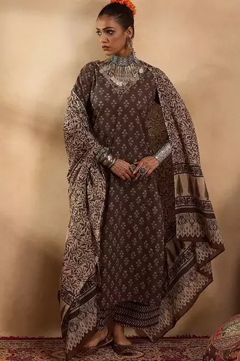 Ethnic Motifs Printed Pure Cotton Straight Kurta with Palazzos & Dupatta