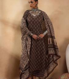 ethnic motifs printed  cotton straight kurta with palazzos & dupatta