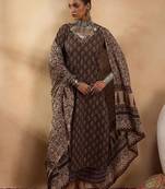 Ethnic Motifs Printed Pure Cotton Straight Kurta with Palazzos & Dupatta