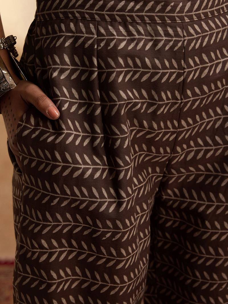 Ethnic Motifs Printed Pure Cotton Straight Kurta with Palazzos & Dupatta
