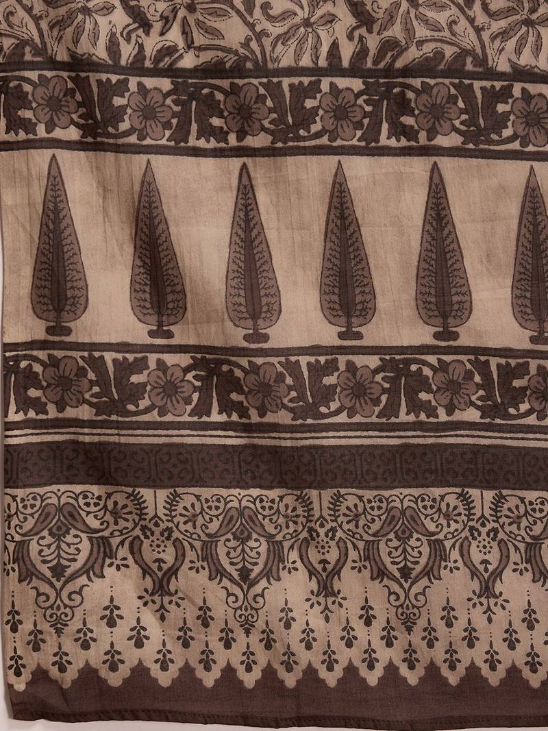 Ethnic Motifs Printed Pure Cotton Straight Kurta with Palazzos & Dupatta