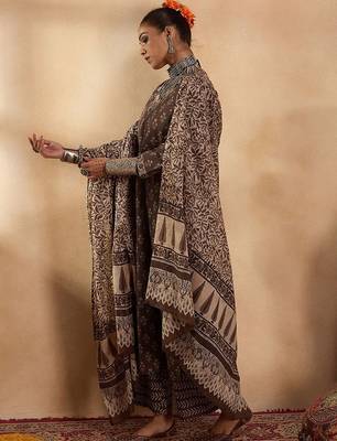 Ethnic Motifs Printed Pure Cotton Straight Kurta with Palazzos & Dupatta 5