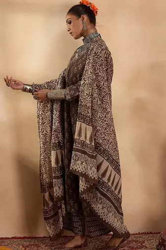 Ethnic Motifs Printed Pure Cotton Straight Kurta with Palazzos & Dupatta