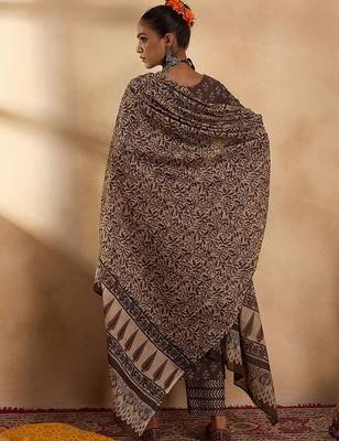 Ethnic Motifs Printed Pure Cotton Straight Kurta with Palazzos & Dupatta 6