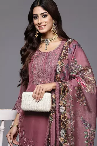 Women Floral Embroidered Regular Thread Work Kurta with Trousers & Dupatta