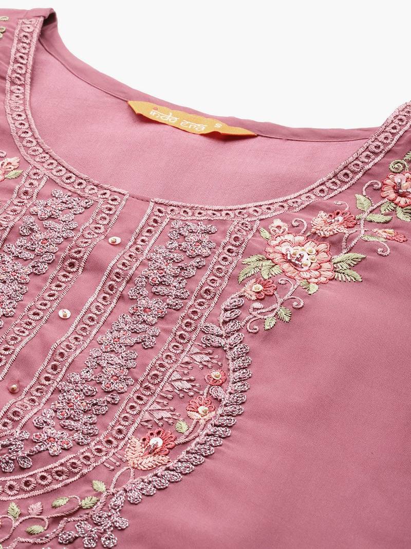 Women Floral Embroidered Regular Thread Work Kurta with Trousers & Dupatta