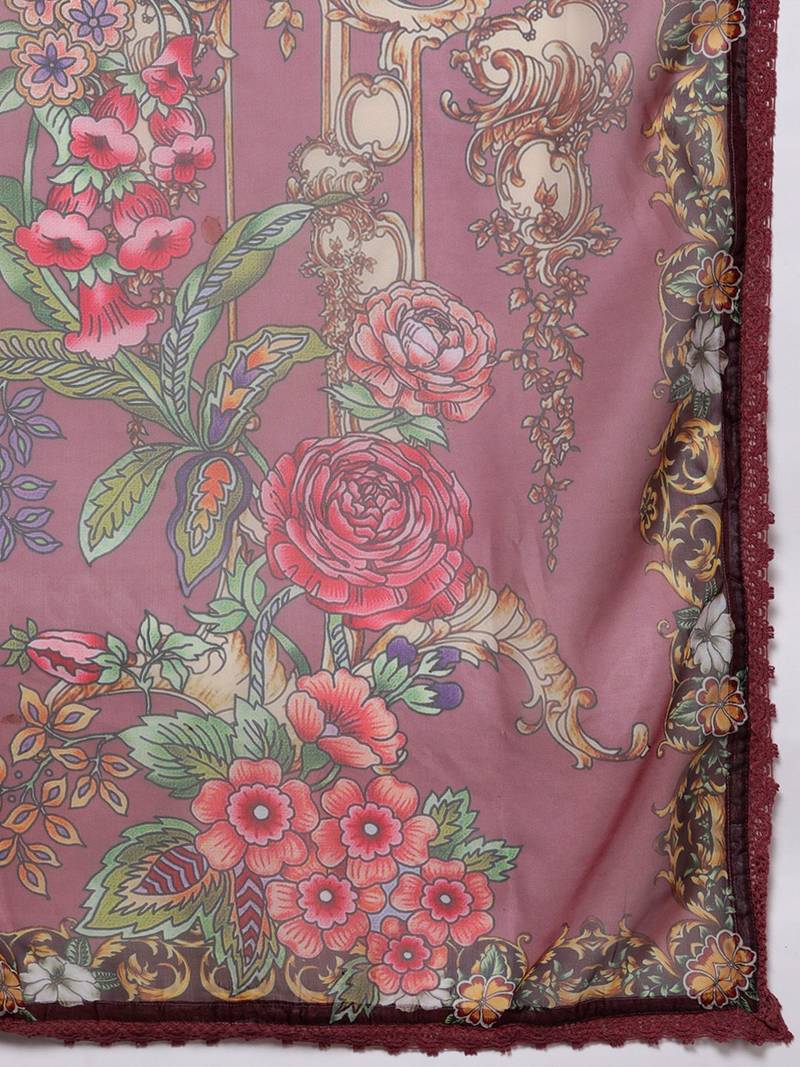 Women Floral Embroidered Regular Thread Work Kurta with Trousers & Dupatta