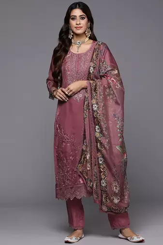 Women Floral Embroidered Regular Thread Work Kurta with Trousers & Dupatta
