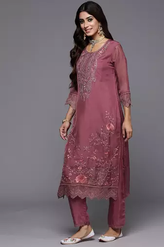 Women Floral Embroidered Regular Thread Work Kurta with Trousers & Dupatta