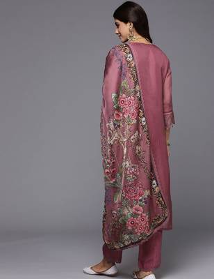 Women Floral Embroidered Regular Thread Work Kurta with Trousers & Dupatta 7