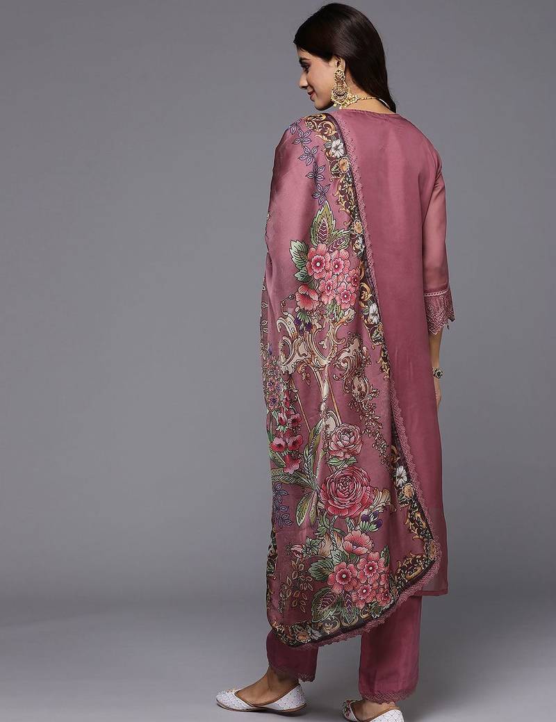 Women Floral Embroidered Regular Thread Work Kurta with Trousers & Dupatta