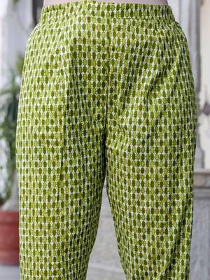 Floral Printed V-Neck Pure Cotton Straight Kurta With Trouser And Dupatta 3