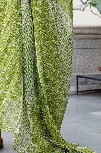 Floral Printed V-Neck Pure Cotton Straight Kurta With Trouser And Dupatta