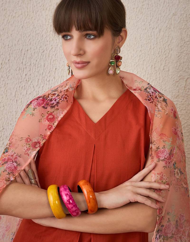 Women Floral Regular Pure Cotton Kurta with Trousers & With Dupatta