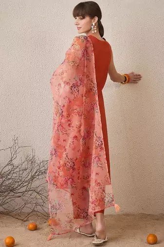 Women Floral Regular Pure Cotton Kurta with Trousers & With Dupatta