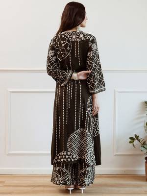 Women Printed Regular Beads and Stones Kurta with Trousers 5