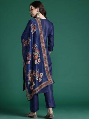 Ethnic Motifs Embroidered Kurta with Trousers & Dupatta 6