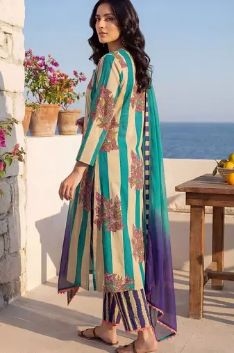 Women Printed Regular Thread Work Pure Cotton Kurta with Trousers & With Dupatta