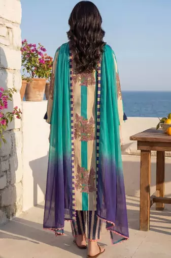 Women Printed Regular Thread Work Pure Cotton Kurta with Trousers & With Dupatta