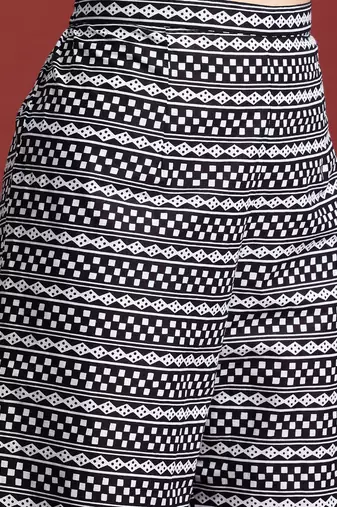 Printed Mirror Work Pure Cotton Kurta With Palazzos & Dupatta