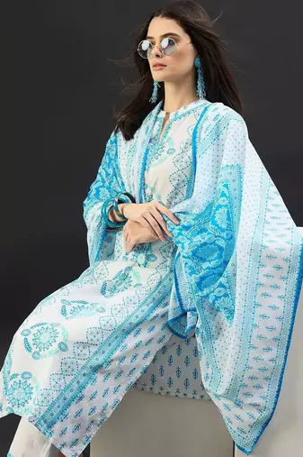 Women Ethnic Motifs Printed Regular Pure Cotton Kurta with Trousers & With Dupatta
