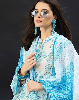 Women Ethnic Motifs Printed Regular Pure Cotton Kurta with Trousers & With Dupatta 3