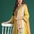 Floral Embroidered Thread Work Linen Kurta with Trousers & With Dupatta
