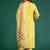 Floral Embroidered Thread Work Linen Kurta with Trousers & With Dupatta