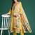 Floral Embroidered Thread Work Linen Kurta with Trousers & With Dupatta