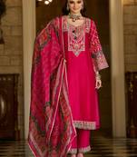 Women Ethnic Motifs Embroidered Regular Thread Work Kurta & Trousers With Dupatta