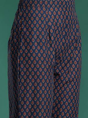 Ethnic Motifs Printed Thread Work Pure Cotton Kurta with Trousers 3