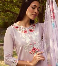 Floral Embroidered Straight Kurta With Trousers & Dupatta