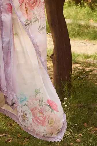 Floral Embroidered Straight Kurta With Trousers & Dupatta