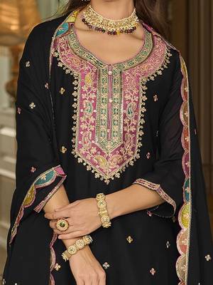 Paisley Embroidered Sequinned Straight Kurta With Sharara And Dupatta 3