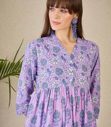 Adults-Women Floral Printed Cotton A-Line Kurta with Trousers