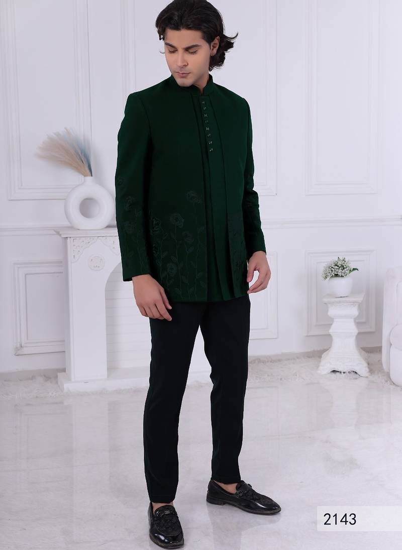 Green open jodhpuri for men | premium men's ethnic wear