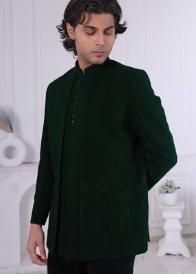 Green open jodhpuri for men | premium men's ethnic wear 2