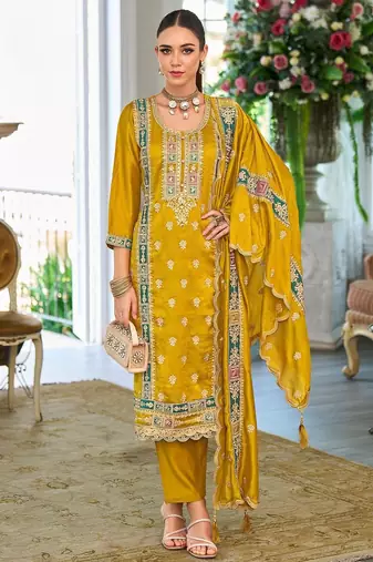 Women Ethnic Motifs Embroidered Kurta with Trousers & Dupatta