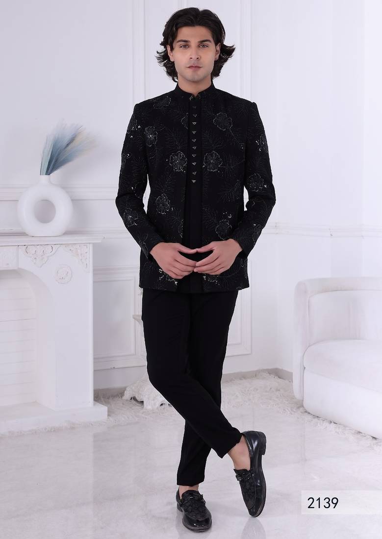 Black embroidered jodhpuri for men | premium men's ethnic wear