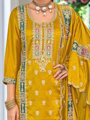 Women Ethnic Motifs Embroidered Kurta with Trousers & Dupatta 4