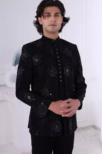 Black embroidered jodhpuri for men | premium men's ethnic wear