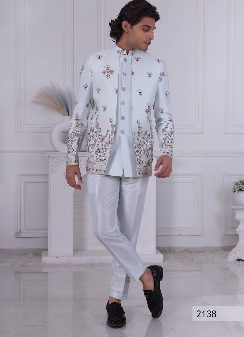 Sky embroidered jodhpuri for men | premium men's ethnic wear