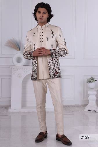 Beige open jodhpuri for men 