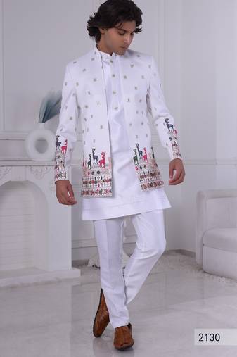 White open indowestern for men | premium men's ethnic wear