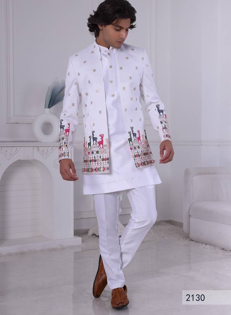 White open indowestern for men | premium men's ethnic wear