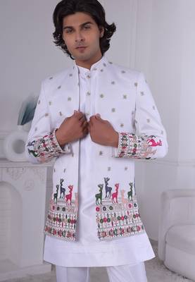 White open indowestern for men | premium men's ethnic wear 2