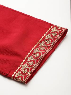 Ethnic Motifs Yoke Design Zari Panelled Liva Kurta With Trousers & Dupatta 8