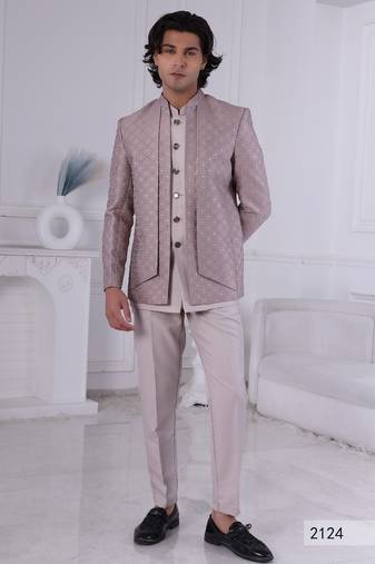 Pastel pink open jodhpuri for men | premium men's ethnic wear